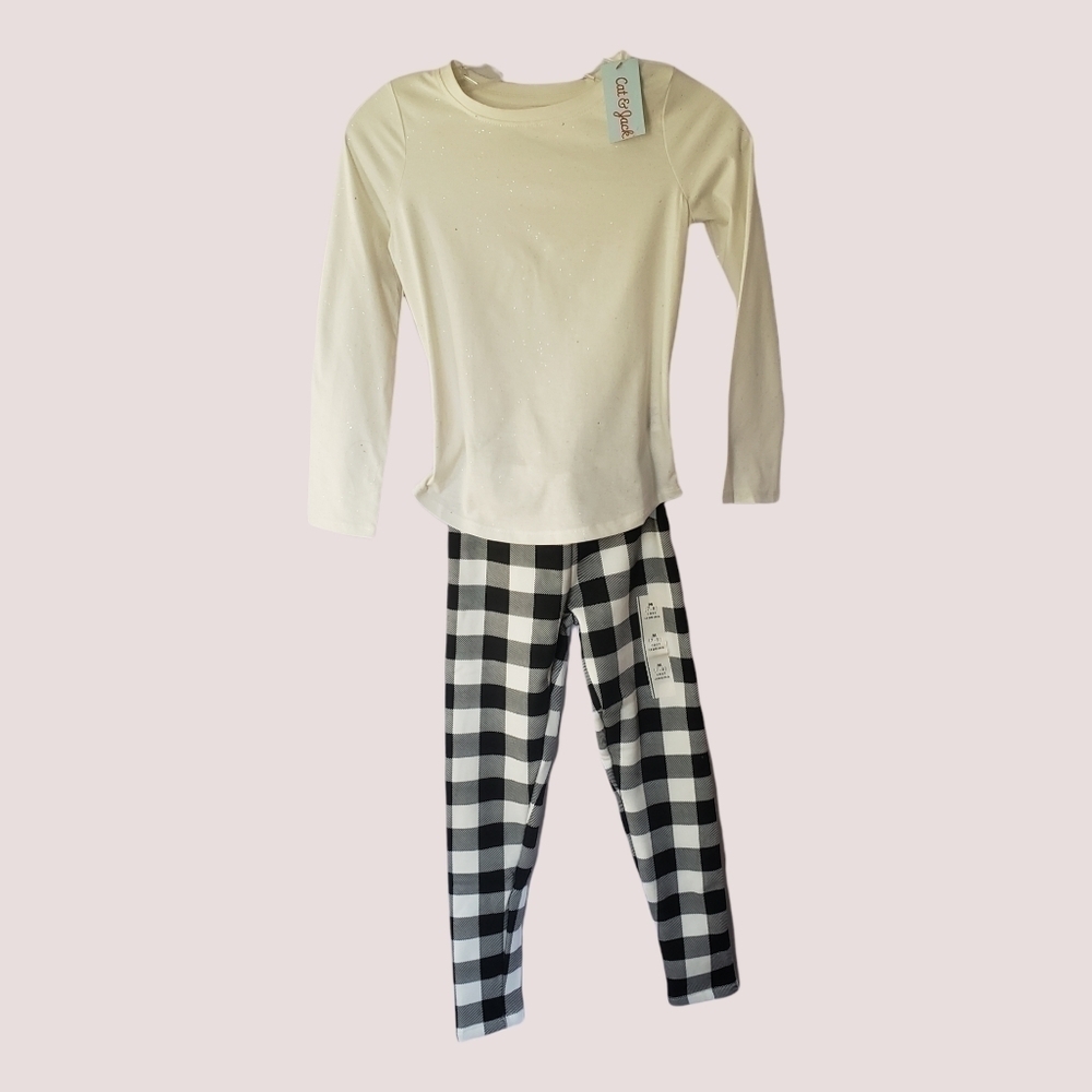 Cat&Jackset of 2 pcs size 7/8 M white/blackpant cream blouse - Picture 2 of 10